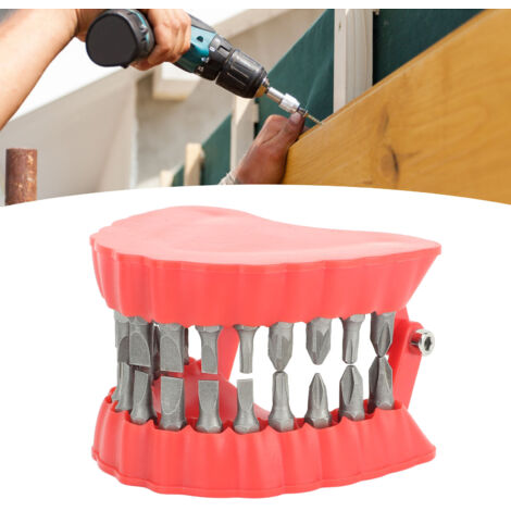 Organizador de brocas dentales de 28 bits, escultura 3D, decoración de escritorio roja con brocas