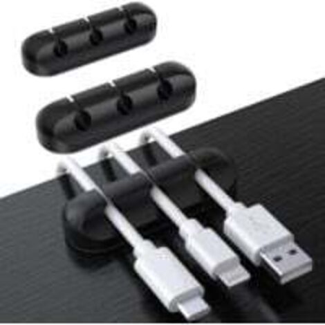 Organizador de cables de escritorio con clips, paquete de 3, organizador de cables, gestión de cables, organizador de cables para cargadores USB, ratones, auriculares y cables de PC.
