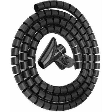 Organizador de cables flexible en espiral, protección y almacenamiento de cables, color plata, 1,5 m x 16 mm