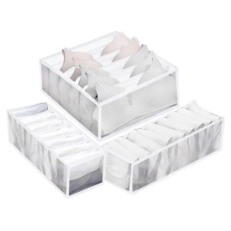 Organizador de cajón para ropa interior con compartimentos, color blanco.