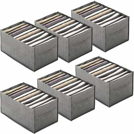 Organizador de cajones Ensoleille de 6 piezas para ropa, caja de almacenamiento plegable de tela no tejida con 9 compartimentos, 44x25x20cm, para jeans y suéteres