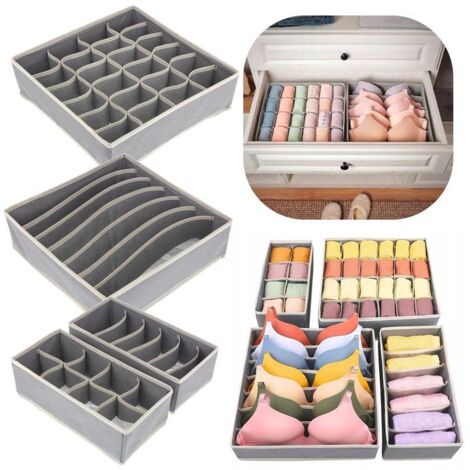 Organizador de cajones para ropa interior, calcetines y ropa, juego de 4