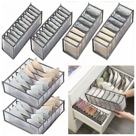 Organizador de cajones para ropa interior de 6 piezas, caja de almacenamiento plegable, caja de almacenamiento con cajones de gran capacidad para guardar ropa interior, calcetines y sujetadores.