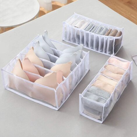 Organizador de cajones plegable - 1 pieza para guardar ropa interior, organizador de ropa interior para calcetines, ropa interior, ropa de bebé, corbatas, color blanco