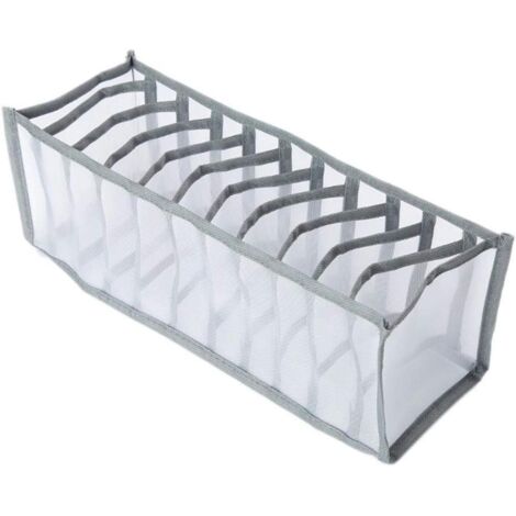 Organizador de cajones plegable con 11 compartimentos: 1 pieza para guardar ropa interior, calcetines, ropa interior, ropa de bebé y corbatas, color gris.