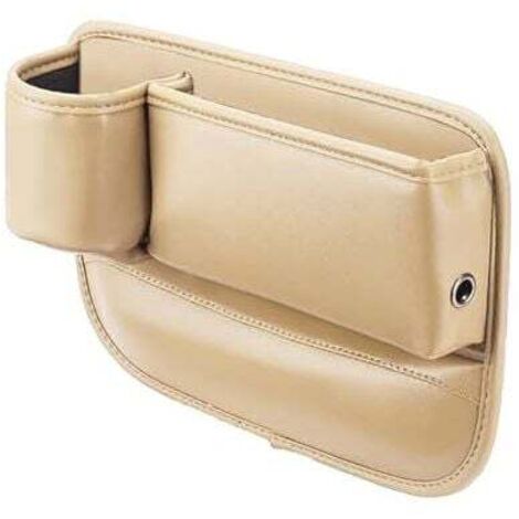 Organizador de coche KZQ para el conductor principal, 30 x 20,5 cm, beige, compartimento para el hueco del asiento, organizador de cuero sintético, compartimento para el asiento