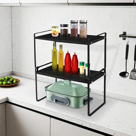 2x Especiero para Cocina Encimera, Organizador Especias, Estante de Almacenamiento  para especias 34x21x61cm Negro