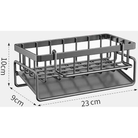 Organizador de cocina para almacenamiento y organización, de acero inoxidable con bandeja de drenaje automático para el fregadero - color gris.