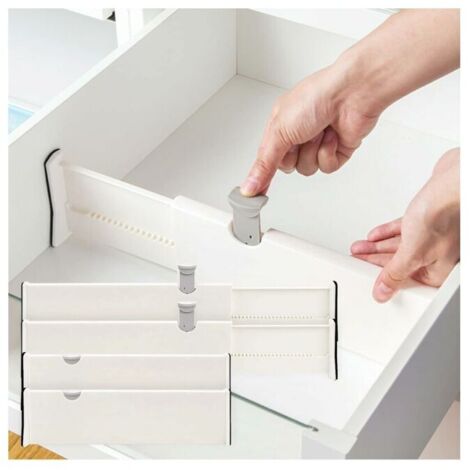 Organizador de divisores de cajones, juego de divisores de cajones ajustables para tocador, baño, cocina y oficina.