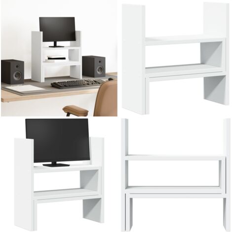 Organizador de escritorio ajustable madera blanco 40x17x41 cm - Estantería ajustable - Madera de ingeniería