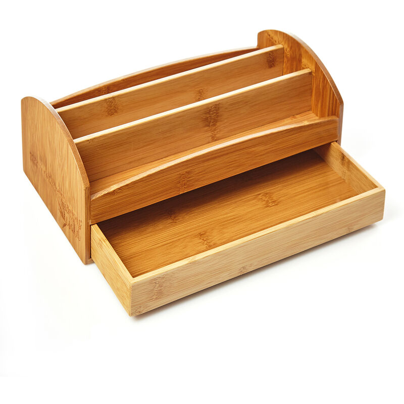 

Organizador de escritorio con cajón 3 compartimentos 27,5 x 11 x 15 cm 100 % bambú