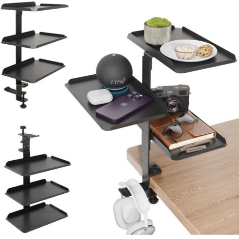 Organizador de escritorio con clip - Estante ajustable de 3 niveles - Almacenamiento DIY sin taladros para accesorios y suministros