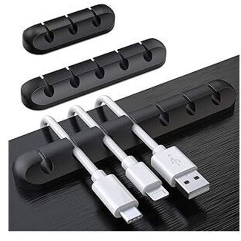 Organizador de escritorio con clips para cables, paquete de 3, organizador de cables, gestión de cables, organizador de cables para cargador USB, ratón, auriculares y cable de PC.