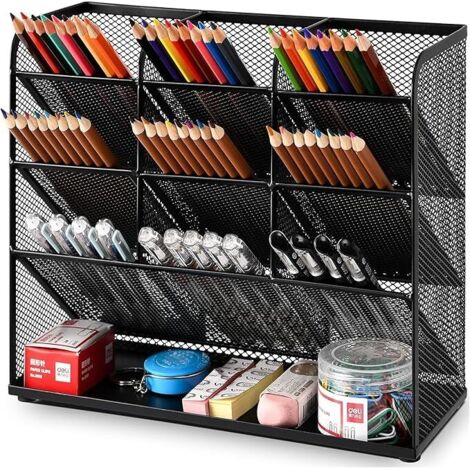 Organizador de escritorio de malla, portalápices multifuncional, organizador de escritorio, organizador de escritorio, estante de almacenamiento para suministros escolares y de oficina en el hogar (ne
