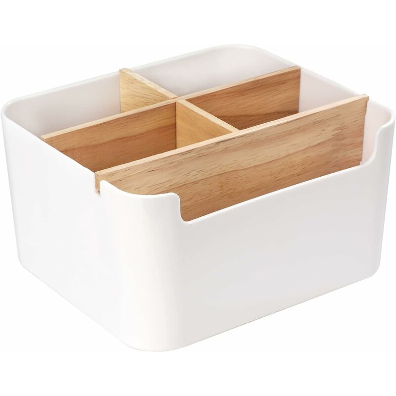 

Abcrital - Organizador de escritorio multifunción Portalápices con compartimentos extraíbles Caja de almacenamiento de madera para el hogar, la