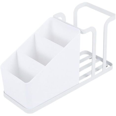 Organizador de escritorio para tazas de café y bolsitas de té, una caja de almacenamiento práctica para mantener tu espacio organizado y decir adiós al desorden (blanco).
