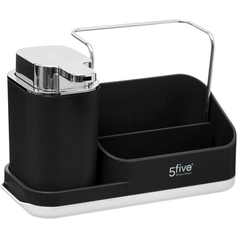 FIVE DISPENSADOR JABON C/PORTAESPONJAS NEGRO - EHLIS