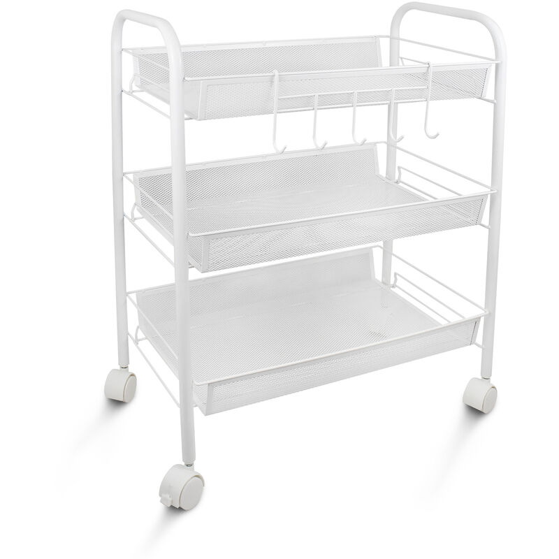 

Organizador de Hogar, Carritos de Almacenamiento, 3 grada, 63 x 45 x 26 cm, Blanco, Material: Hierro