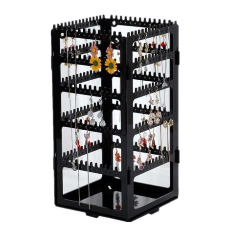 Organizador de joyas - 5 niveles y 4 paneles para pendientes, pulseras y collares - Capacidad para 220 pares de pendientes - Acrílico negro