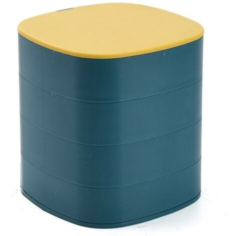 Organizador de joyas giratorio, mini soporte para pendientes, amarillo/azul,