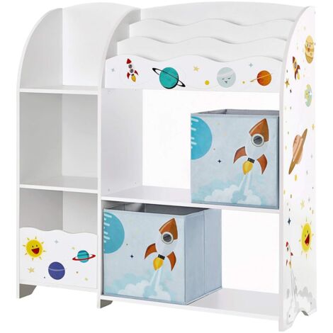 ZONEKIZ Estantería Infantil para Libros y Juguetes con 3 Compartimentos  Verticales y Armario para +3 Años 60x29,5x100 cm Blanco