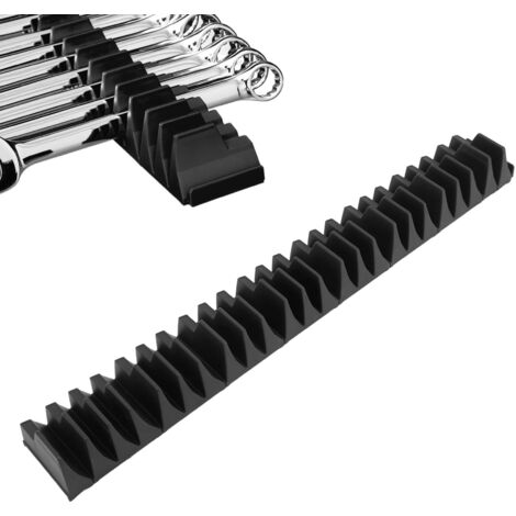 Organizador de llaves modular y multifuncional fabricado en plástico negro, con capacidad para 20 llaves y un peso de 289 g.