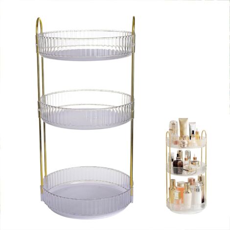Organizador de maquillaje giratorio de 360 grados, expositor de cosméticos de gran capacidad para perfumes, tocador y cosméticos para baño y dormitorio (transparente).