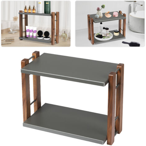 Organizador de maquillaje para encimera gris, organizador de baño de 2 pisos, organizador de lavabo con capacidad de carga de 15-20 kg, decoración de baño verano inicio escolar
