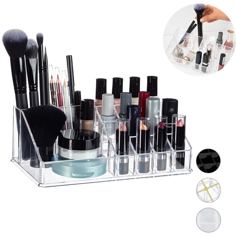 

Abcrital - organizador de maquillaje transparente con 2 cajones, almacenamiento de maquillaje cosmético, soporte acrílico para lápiz labial, estándar