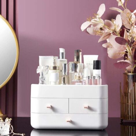 Organizador de maquillaje Ulisem con cajones, organizador de cosméticos de encimera, ideal para el baño