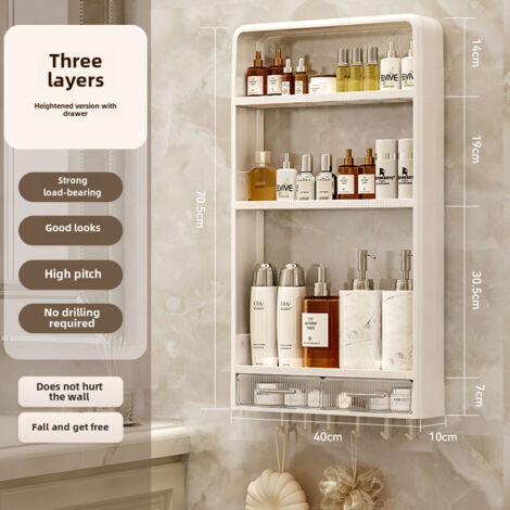 Organizador de pared de 3 niveles con ganchos, no requiere perforación, para guardar condimentos de cocina.