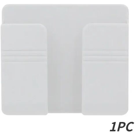 Organizador de pared multifuncional sin perforaciones para control remoto de TV y puerto de carga para teléfono móvil, color blanco, 1 unidad