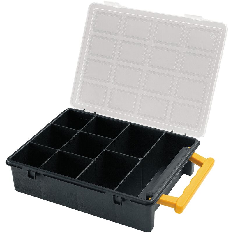 

Organizador de plástico con 9 compartimentos L 242 x P 188 x H 60 mm.