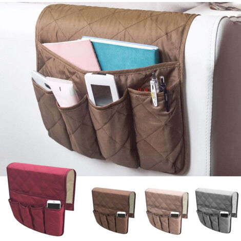 Organizador de reposabrazos antideslizante con bolsillo para sofá, sillón y loveseat opciones de almacenamiento para teléfono móvil, libros, revistas soporte para control remoto