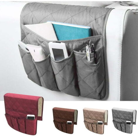 Organizador de reposabrazos antideslizante con bolsillo para sofá, sillón y loveseat opciones de almacenamiento para teléfono móvil, libros, revistas soporte para control remoto