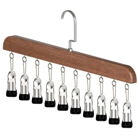 Organizador de sombreros KZQ, organizador de leggings para armario, 10 pinzas, percha de madera giratoria de 360° para calcetines, mascarillas, toallas y guantes (vintage)