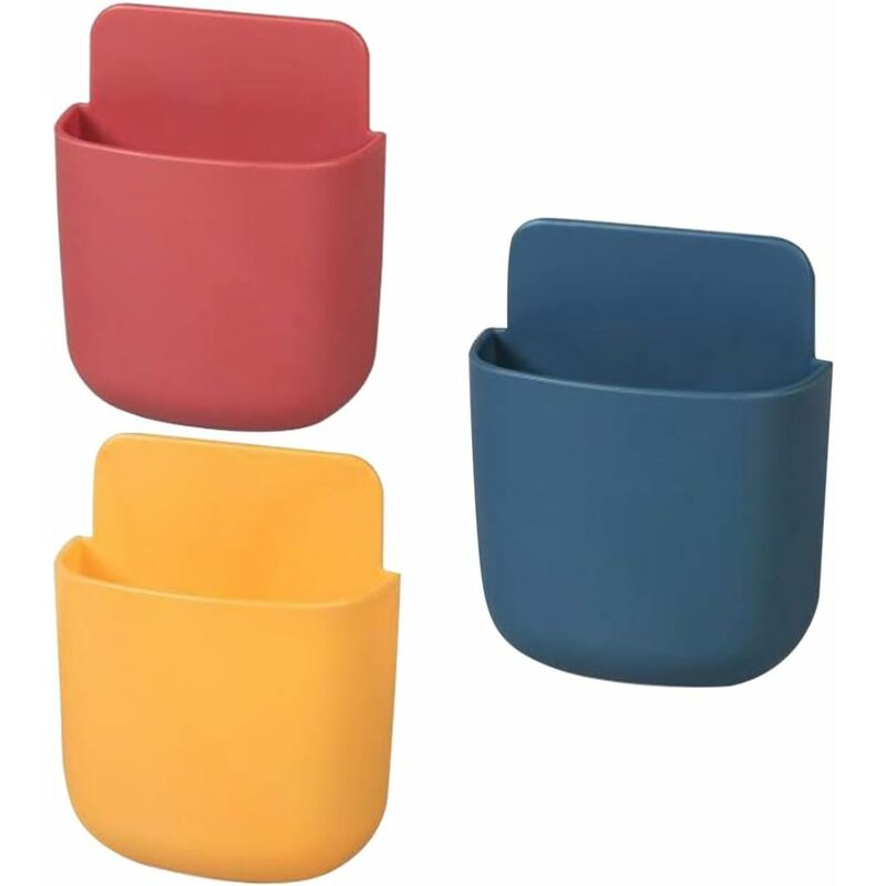 

Organizador de soporte de control remoto de 3 piezas Organizador de pared Organizador de medios Caja de almacenamiento de control remoto de TV （Rojo