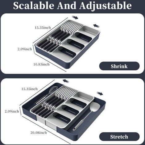 Organizador de utensilios de cocina extensible / Bandeja para cubiertos y cubertería - Estilo de la imagen principal