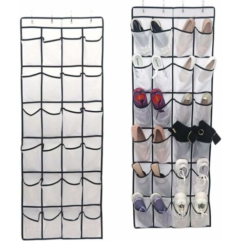 Organizador de zapatos para colgar sobre la puerta, organizador de zapatos para guardar zapatos, estante colgante con 24 bolsillos grandes, bolsa colgante que ahorra espacio