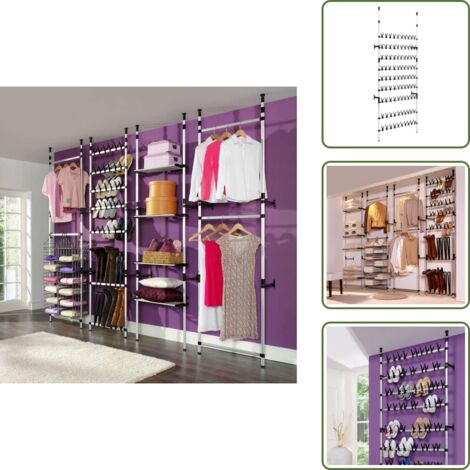 Organizador de zapatos - vidaXL Perchero zapatero telescópico con barras aluminio - Sistema telescópico
