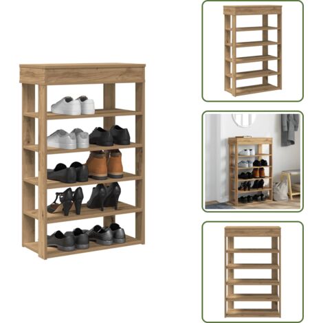 Organizador de zapatos - vidaXL Zapatero artesanal de madera contrachapada 60x30x98 cm - Estante decorativo