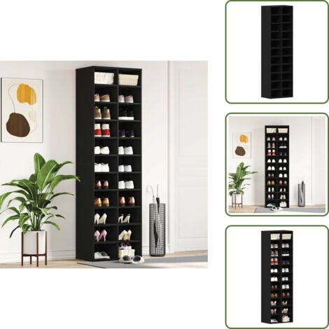 Organizador de zapatos - vidaXL Zapatero de madera contrachapada roble negro 54x34x183 cm - Madera contrachapada