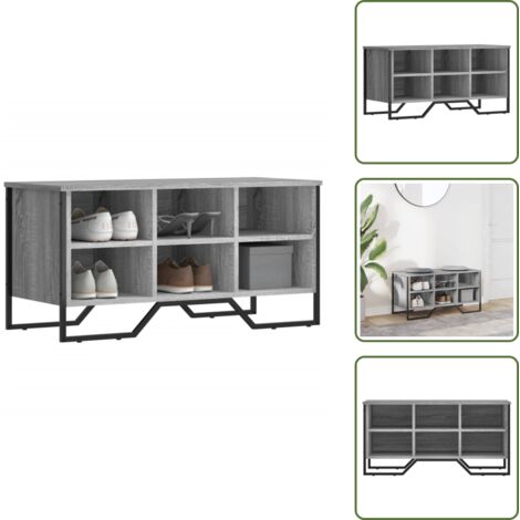 Organizador de zapatos - vidaXL Zapatero de madera de ingeniería gris Sonoma 90x38x45,5 cm - Zapatero gris