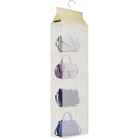 Organizador del Armario Bolso Organizador de 4 Compartimentos para Colgar Bolsos de Mano para Sala de Estar Dormitorio Armario