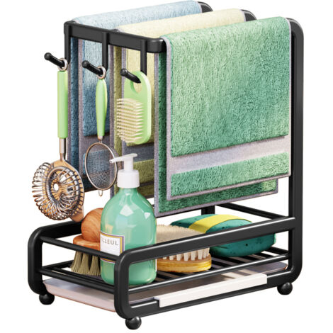 Organizador fregadero acero carbono – Montaje pared o encimera, toallero y escurridor