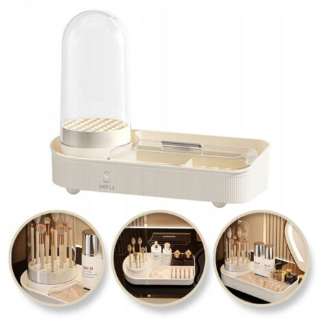 Organizador giratorio ECARLA para brochas y cosméticos 33,5 x 28 x 14 cm Crema CB69