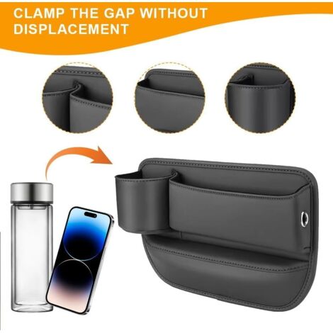 Organizador lateral para asiento de coche, caja de almacenamiento para el espacio del asiento del coche, bolsillo de almacenamiento para coche, lado del conductor, negro