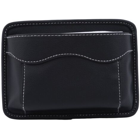Organizador lateral para asiento de coche, miniorganizador de cuero, bolsillo lateral para documentos, archivos, teléfono, llaves y cambio (negro)