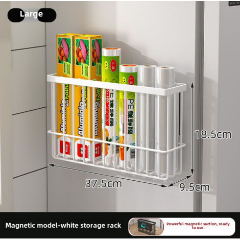 Organizador magnético grande blanco, para colocar en el refrigerador, para almacenar especias sin necesidad de taladrar.