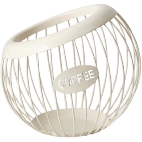 Organizador metálico de gran capacidad para cápsulas de café  Cesta de almacenamiento para mesa de centro  Organizador multifuncional para cápsulas de café, bolsitas de té y pequeños accesorios - Blan